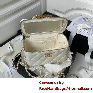 Chanel Shiny Crumpled Lambskin, Imitation Pearls  &  Gold-Tone Metal Clutch with Chain Bag AP3804 White 2025